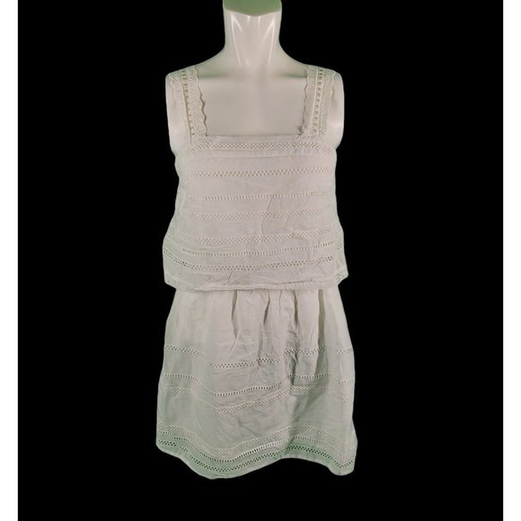 TopShop Boho Eyelet Lace Trim Overly Crochet Cotton Sundress White Sz 6 - Picture 4 of 13